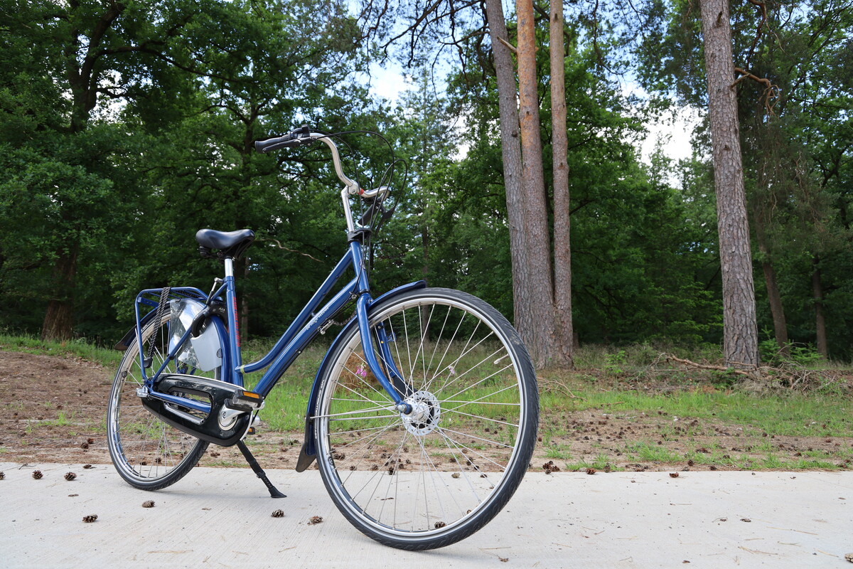 Blauwe fiets met slot en 3 versnellingen — Hoge Veluwe